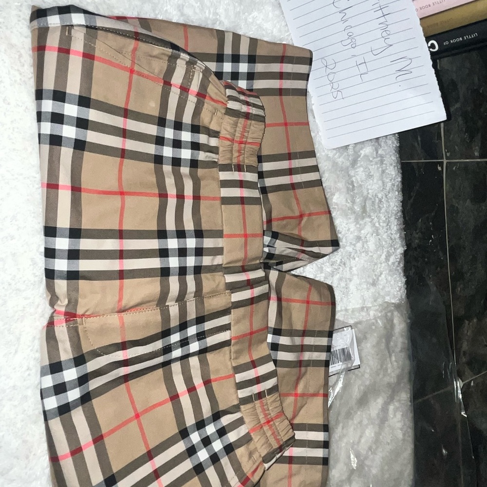 Burberry Tan and Black Checkered Shorts